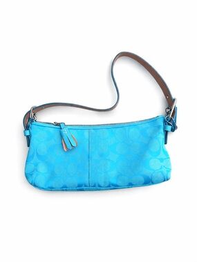 6371 Y2K Aqua East-West Coach Demi Soho Baguette